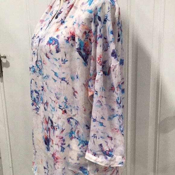 🆕 SANCTUARY Split Neck Top Batwing Long Sleeves Printed Oversized - Picture 6 of 11